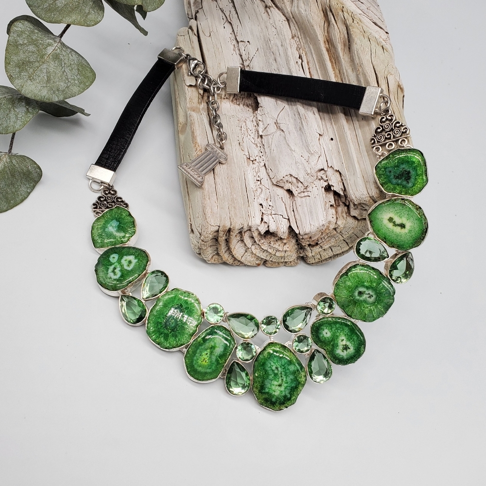 Ivana Ruzzo Jewelry Designer Silver Necklace Leather Genuine Stones